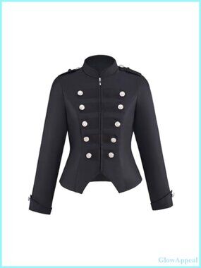 Women's Double Breasted Steampunk Jacket Polyester Zip Up Blazer Ringmaster